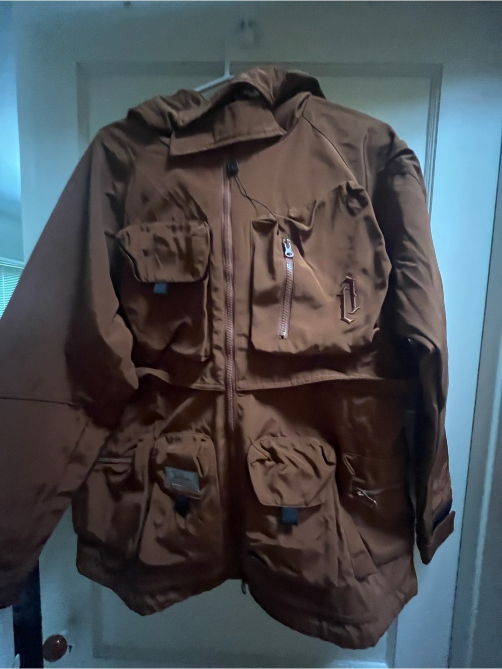 Women’s Brown Multi-Pocket Hooded Jacket Size L/XL